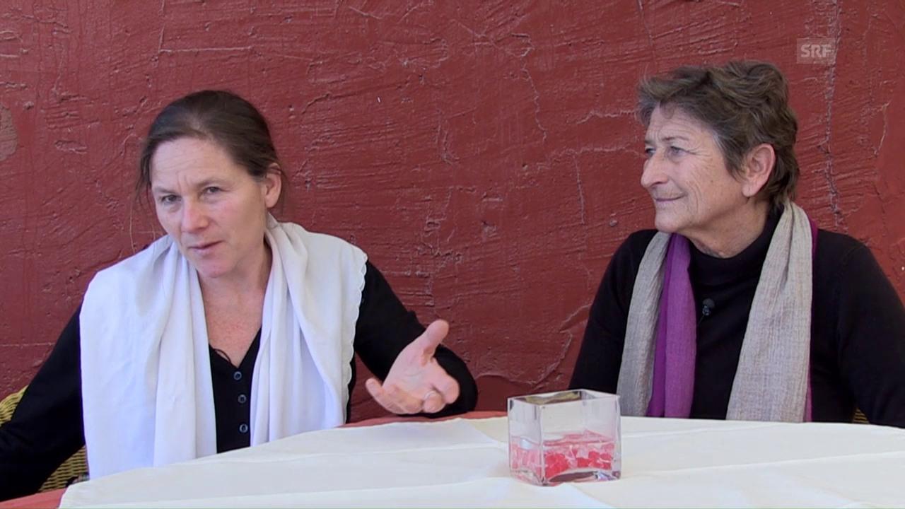 Ursula Hauser and Maja Hess in reportage of the Swiss Radio and Television